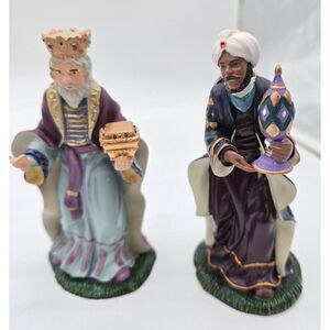 Thomas Kinkade King Gaspar & King Balthazar Figurines with COA